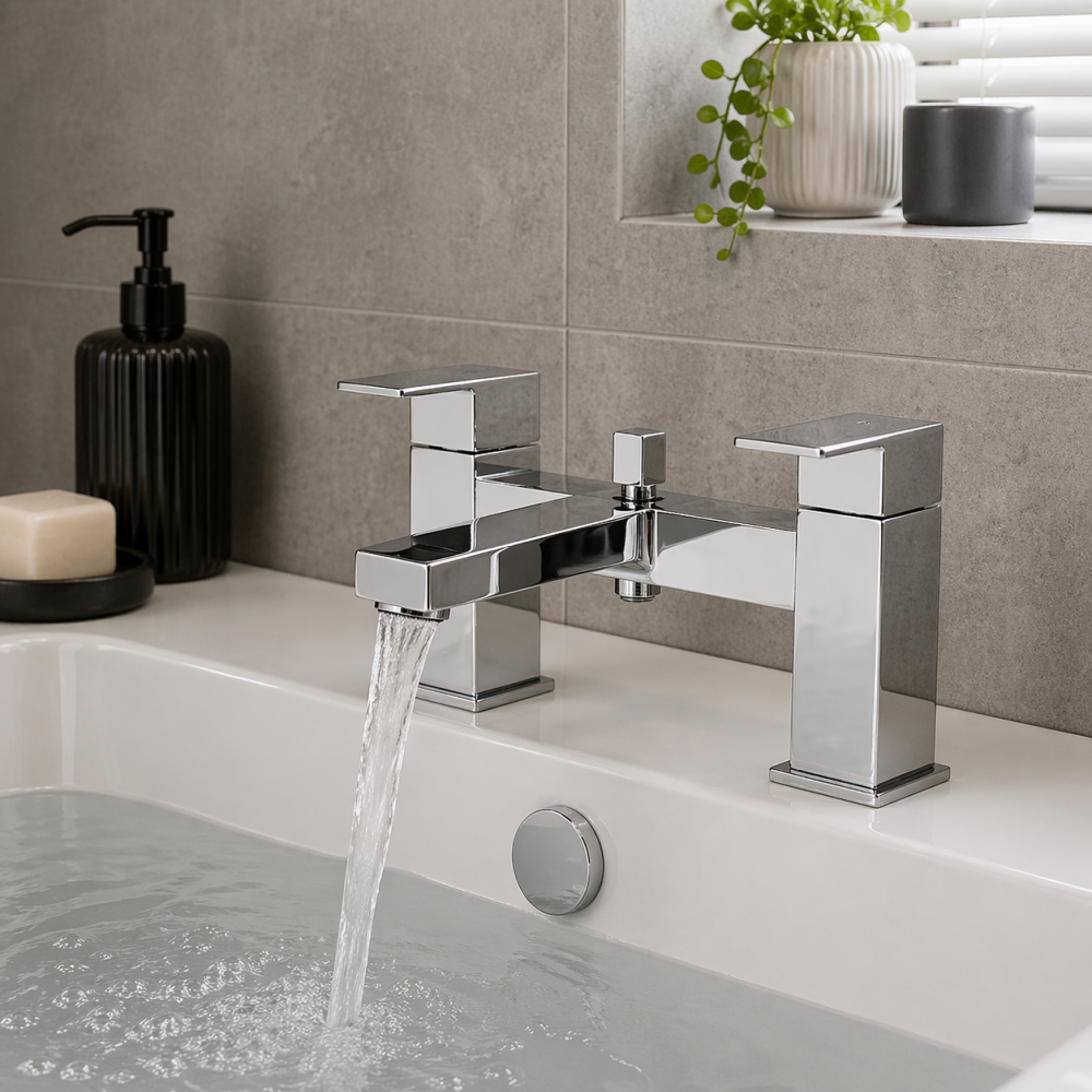 Vema Lys Deck Mounted Bath/Shower Mixer - Chrome Bathroom Taps