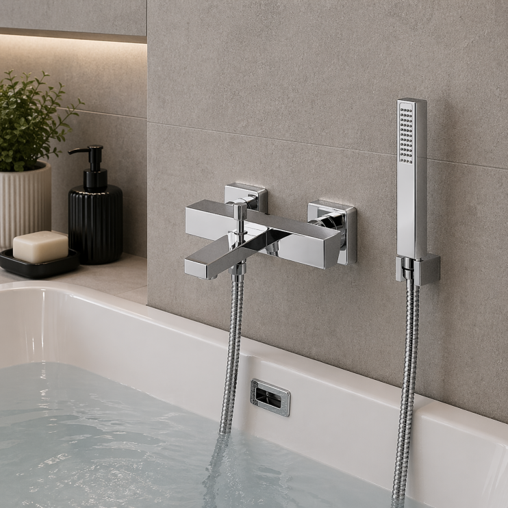 Vema Lys Wall Mounted Bath/Shower Mixer - Chrome Bathroom Taps