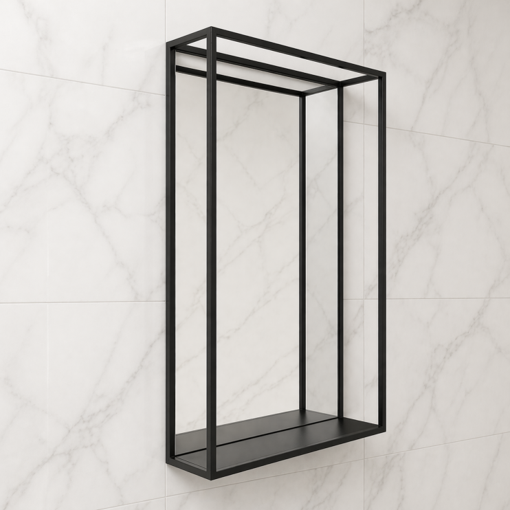 Origins Living Docklands Mirror With Shelf 50 Black - 50x80cm DKL-002058-BK