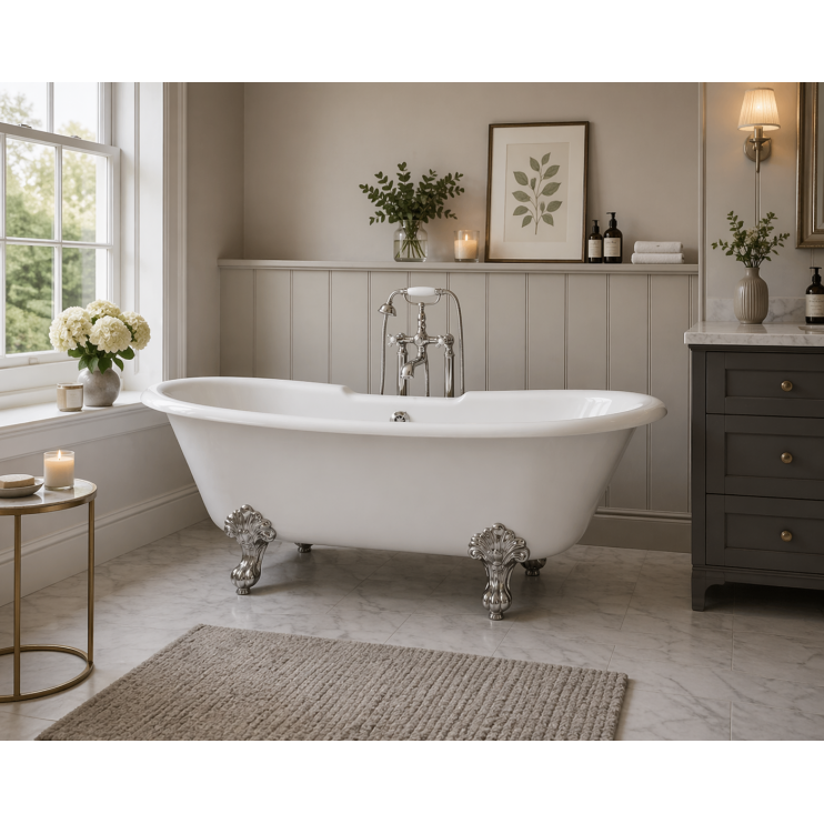 Richmond Freestanding 1690x740x620mm 2TH Bath w/Feet - White