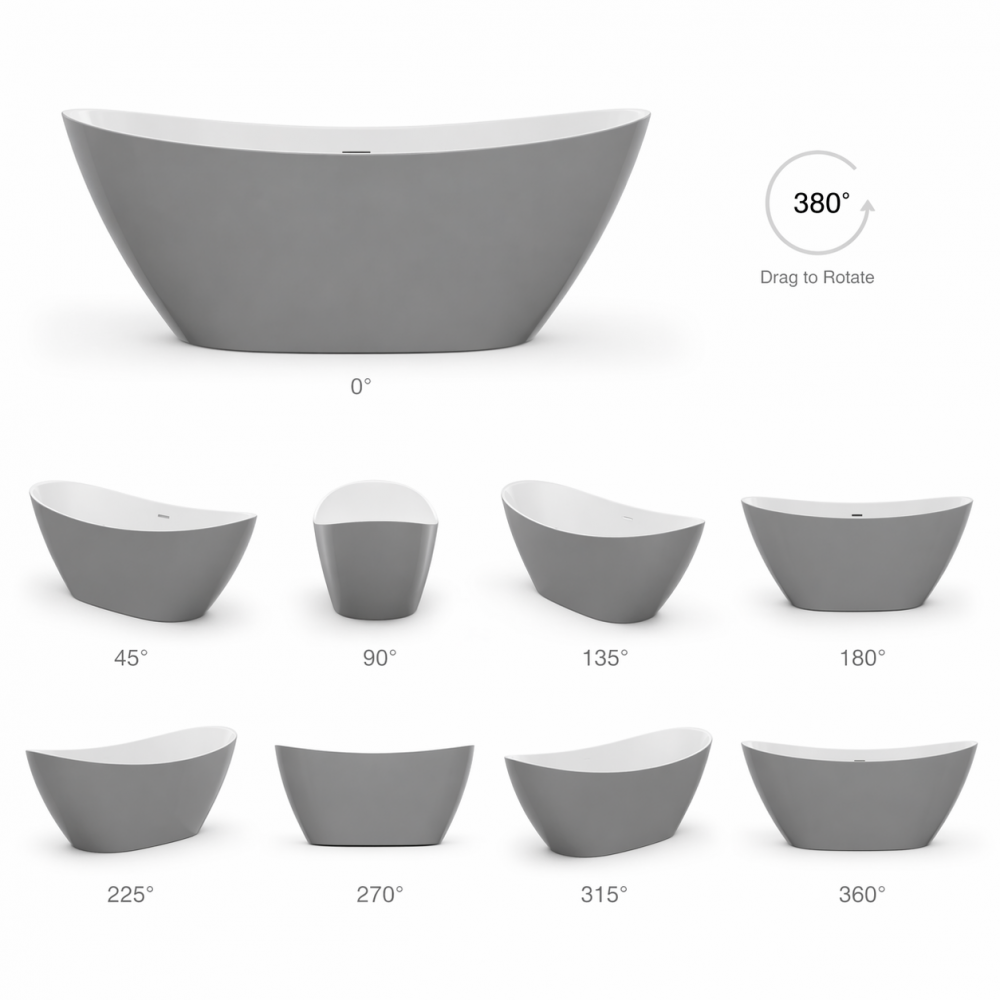 Belmont Freestanding 1700x780x690mm Bath - Grey
