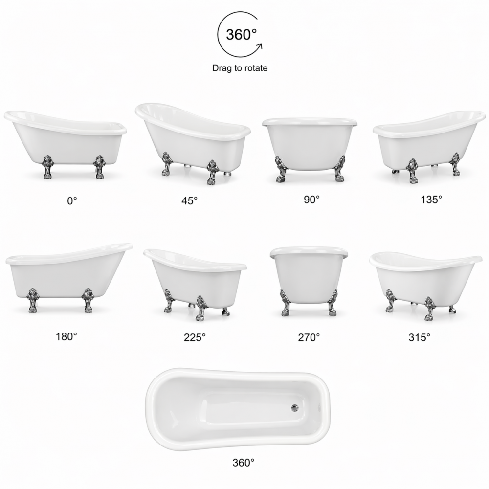 Bayswater Freestanding 1530x670x760mm 2TH Bath w/Feet