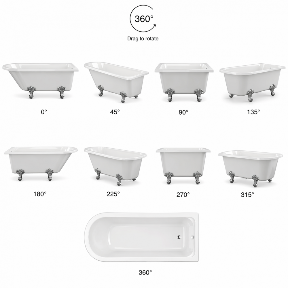 Clevedon Freestanding 1500x750x650mm 2TH Corner Bath w/Feet