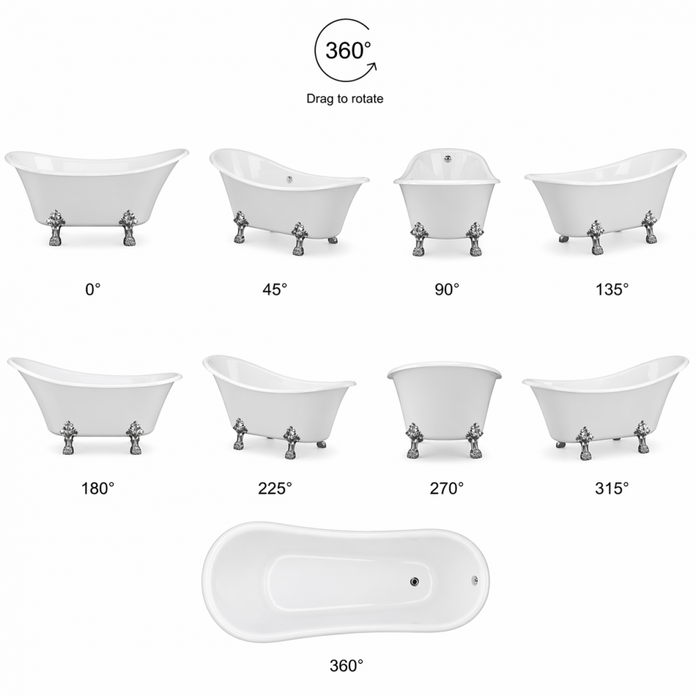 Tiverton Freestanding 1620x700x770mm 0TH Bath w/Feet