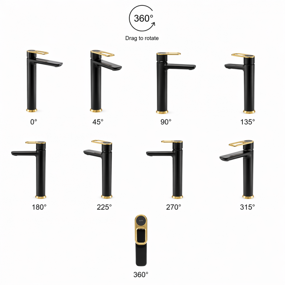 Abode Levarto Tall Basin Mixer - Matt Black & Brass