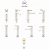 Abode Levarto Basin Mixer - Matt White & Brass