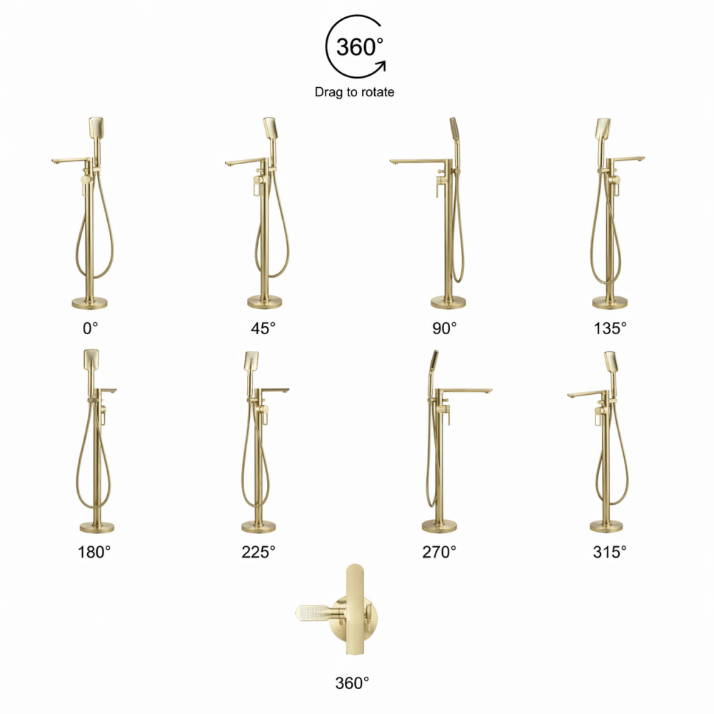 Abode Levarto Floor Standing Bath Shower Mixer - Brushed Brass