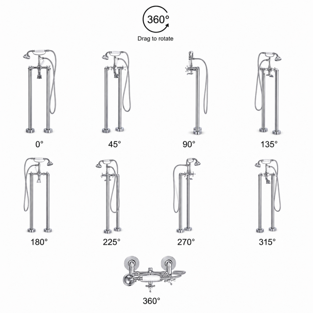 Bordon Floor Standing Bath/Shower Mixer - Chrome