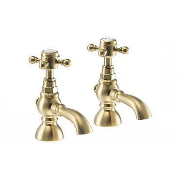 Abode Sentiment Basin Pillar Taps - Brushed Brass
