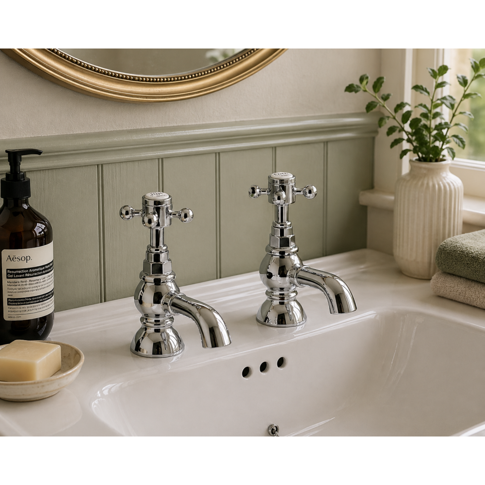 Abode Sentiment Basin Pillar Taps - Chrome