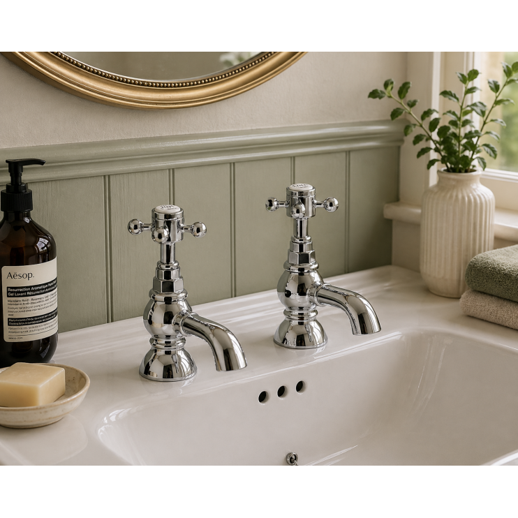 Abode Sentiment Basin Pillar Taps - Chrome