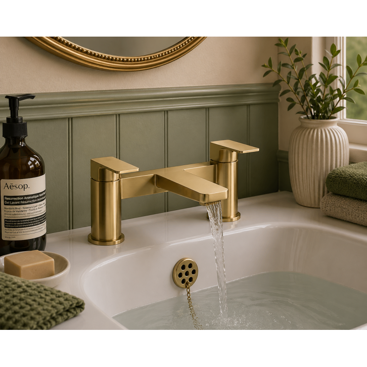 Berio Bath Filler - Brushed Brass Bathroom Taps Bathroom Taps