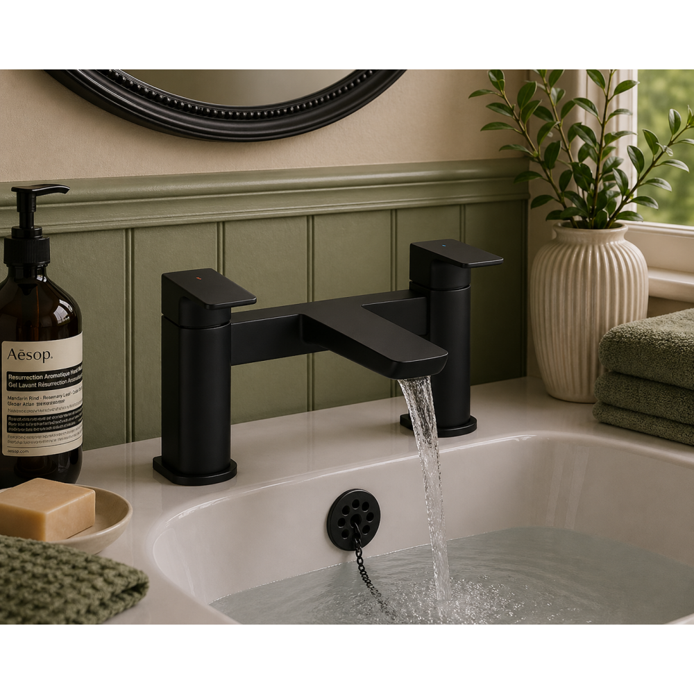 Berio Bath Filler - Matt Black Bathroom Taps
