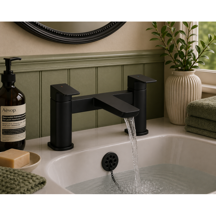 Berio Bath Filler - Matt Black Bathroom Taps