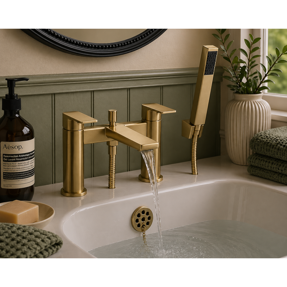 Berio Bath/Shower Mixer - Brushed Brass Bathroom Taps