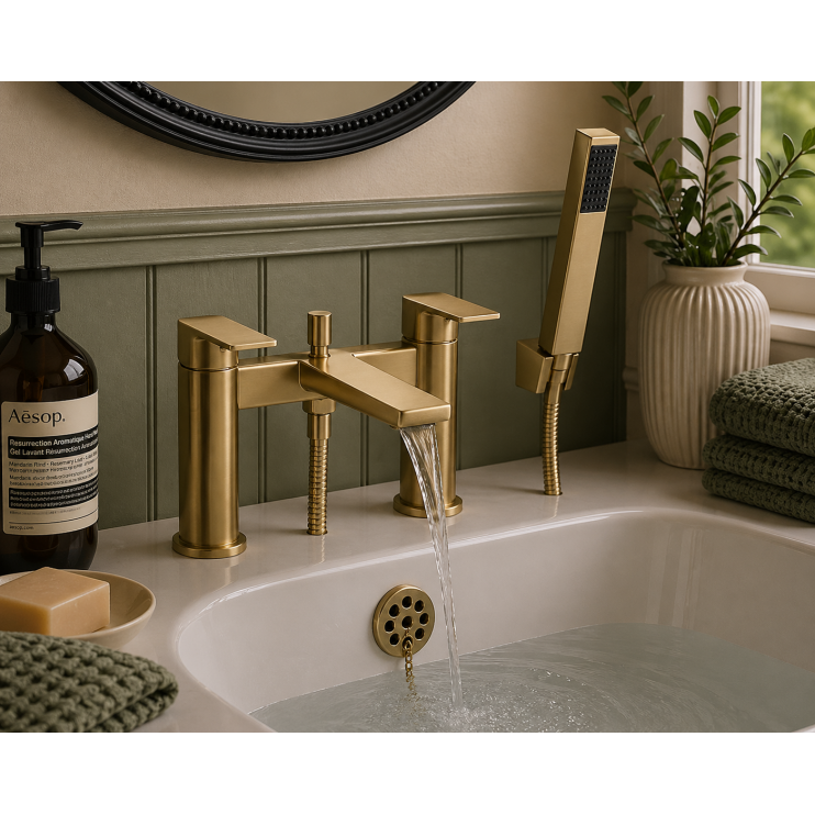 Berio Bath/Shower Mixer - Brushed Brass Bathroom Taps