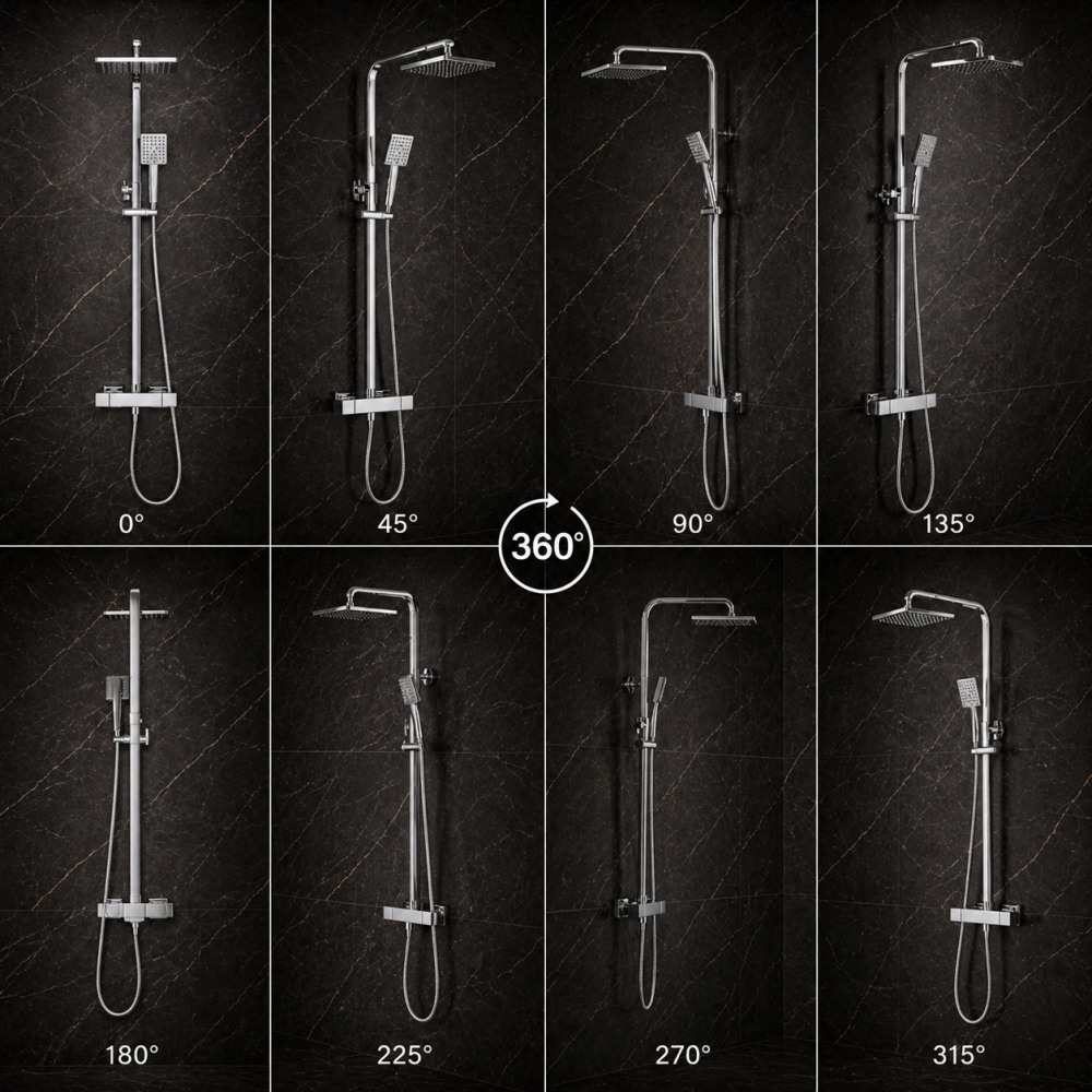 Columns Showers Chrome DICM0580 Argo Cool-Touch Thermostatic Mixer Shower w/Riser & Overhead Kit - Chrome