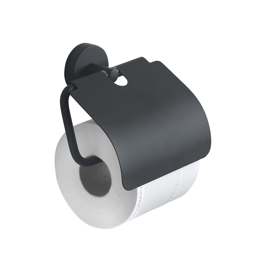 Origins Living Eros Accessories 2325-14 Origins Living Eros Toilet Roll Holder with Flap - Black 2325-14 Bathroom Wall Accessories