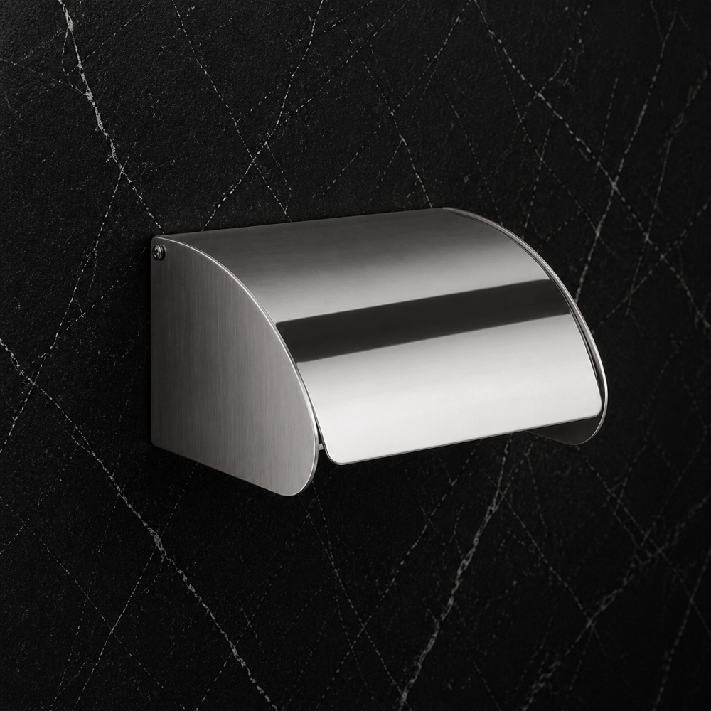 Origins Living G Pro Brushed Chrome Accessories 5025-38 Origins Living G Pro Toilet Roll Holder with Flap - Brushed 5025-38 Bathroom Accessory