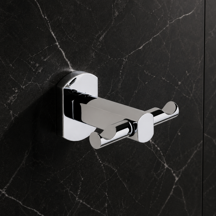 Origins Living Edera Plus Double Hook - Chrome EP26-13 Bathroom Wall Accessory