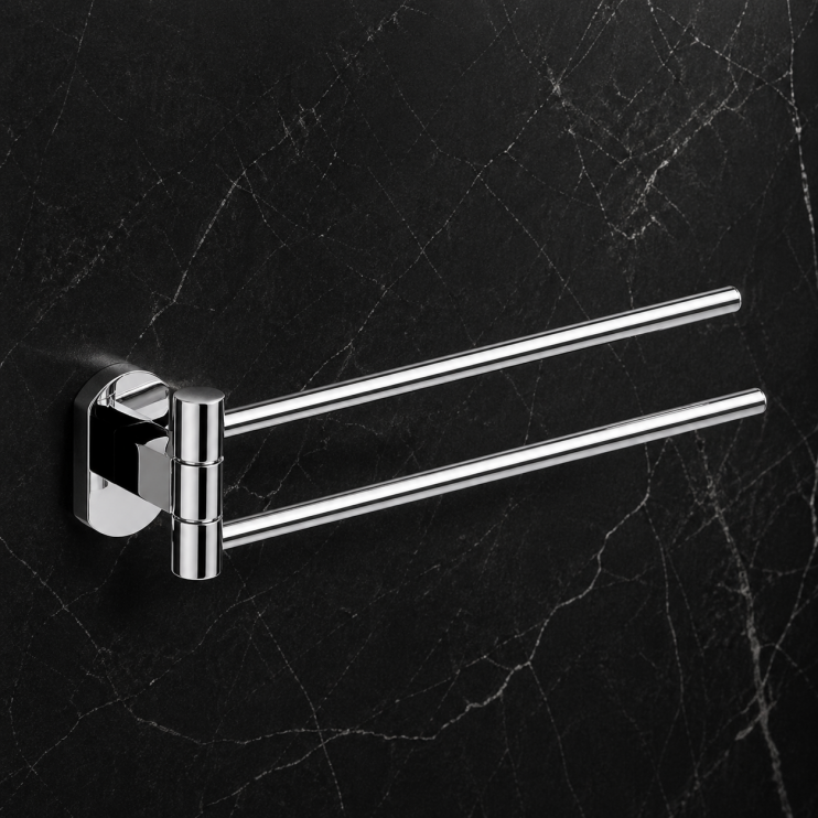 Origins Living Edera Plus Double Swing Towel Rail - Chrome EP23-13 Bathroom Wall Accessory