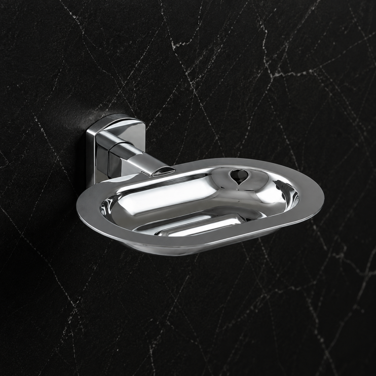 Origins Living Edera Plus Metal Soap Dish - Chrome EP12-13 Bathroom Wall Accessory