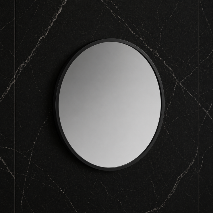 Kenji 500mm Round Mirror - Matt Black