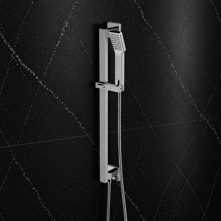 Cosmic Square Riser Rail Kit w/Elbow & Handset - Chrome