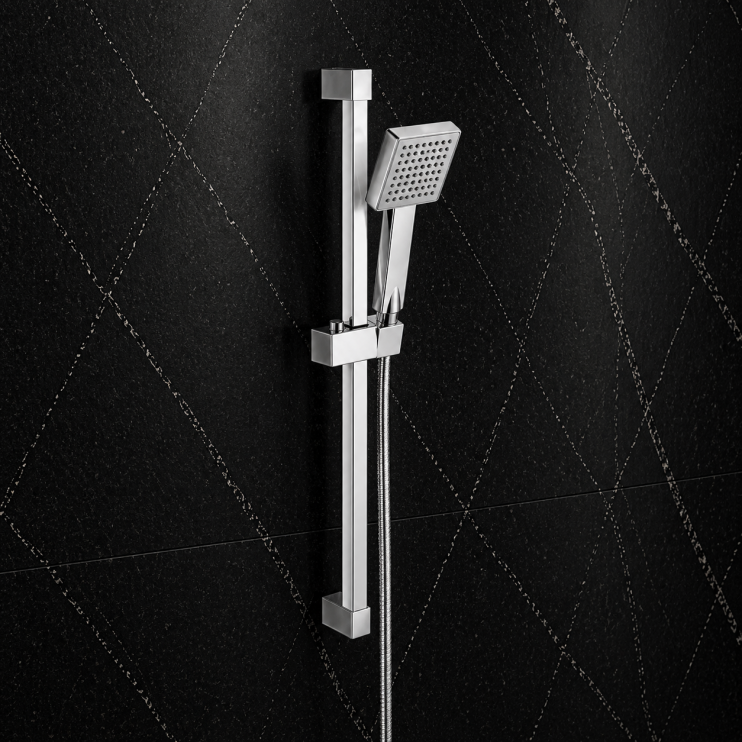 Cosmic Square Slider Rail Kit & Single Mode Handset - Chrome