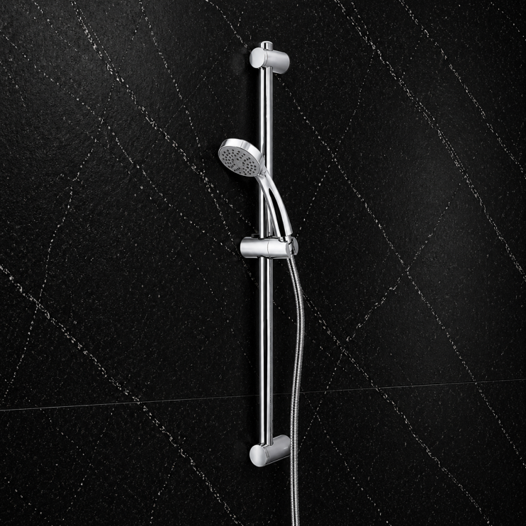 Vema Timea Chrome Riser  Handset & Hose Set