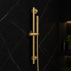 Vema Tiber Riser  Handset & Hose Set - Brushed Brass