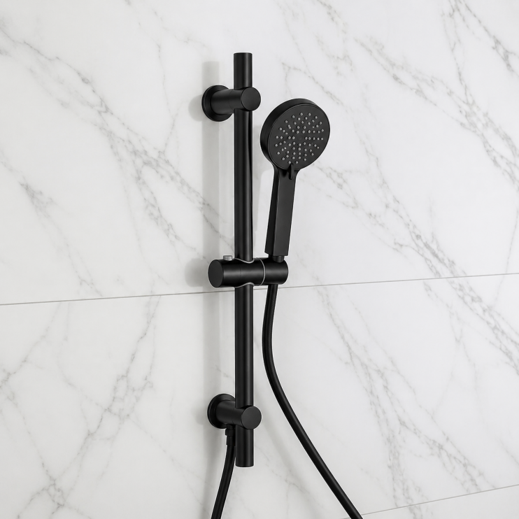 Aurora Round Riser Rail Kit w/Elbow & 3 Mode Handset - Matt Black