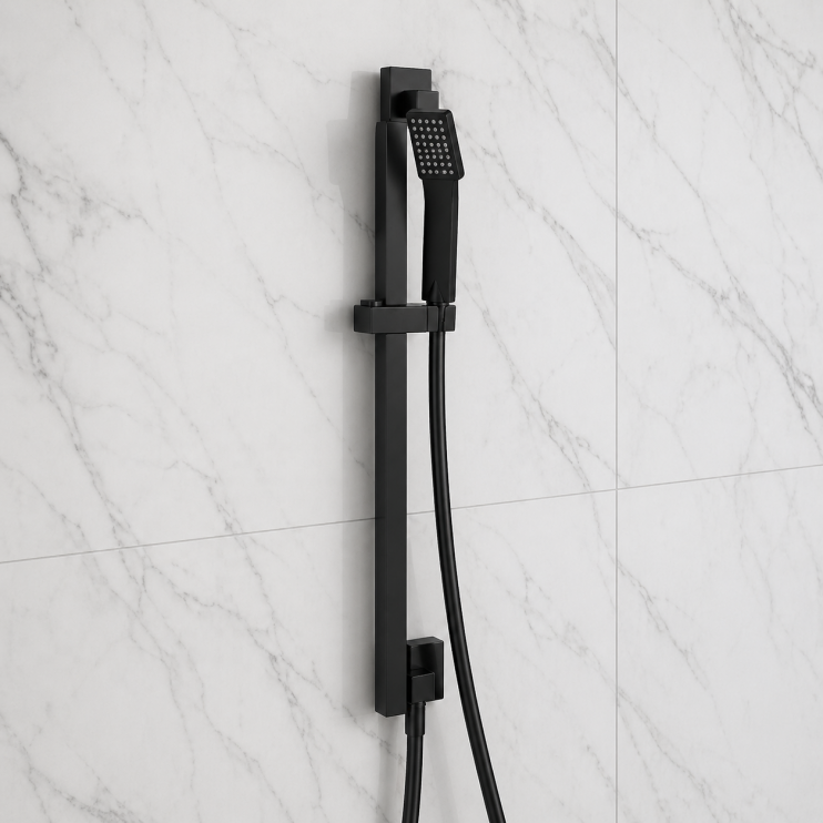 Cosmic Square Riser Rail Kit w/Elbow & Handset - Matt Black