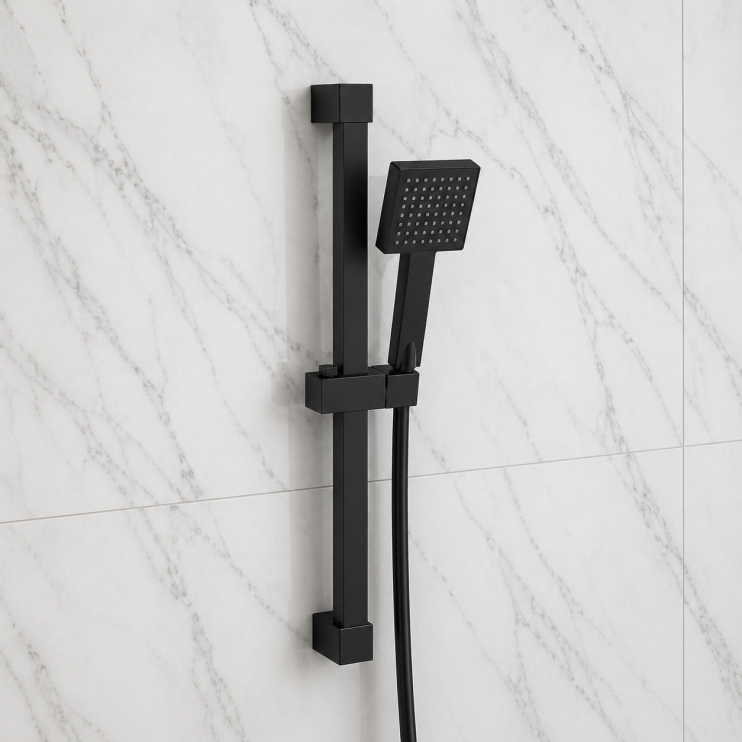 Square Slider Rail Kit & Single Mode Handset - Matt Black