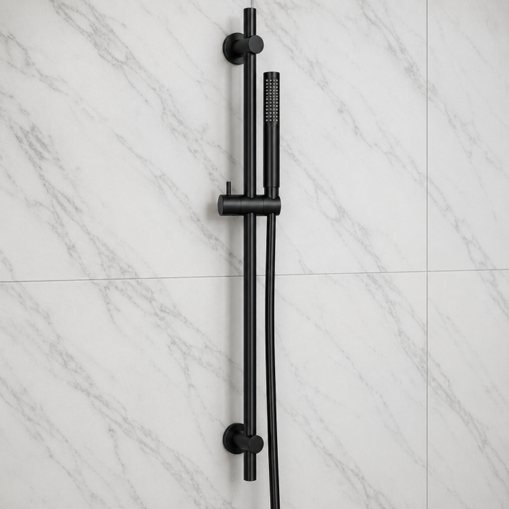 Vema Maira Black ABS Riser Rail w/Hose & Handset