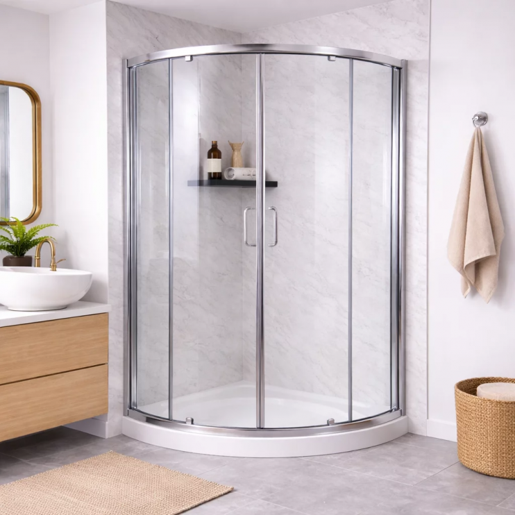 Offset Quadrant Enclosures Chrome Frame