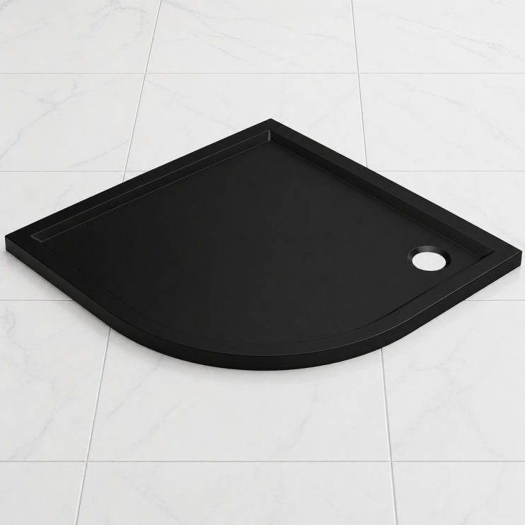 40mm Low Profile 800mm Quadrant Tray & Waste - Matt Black