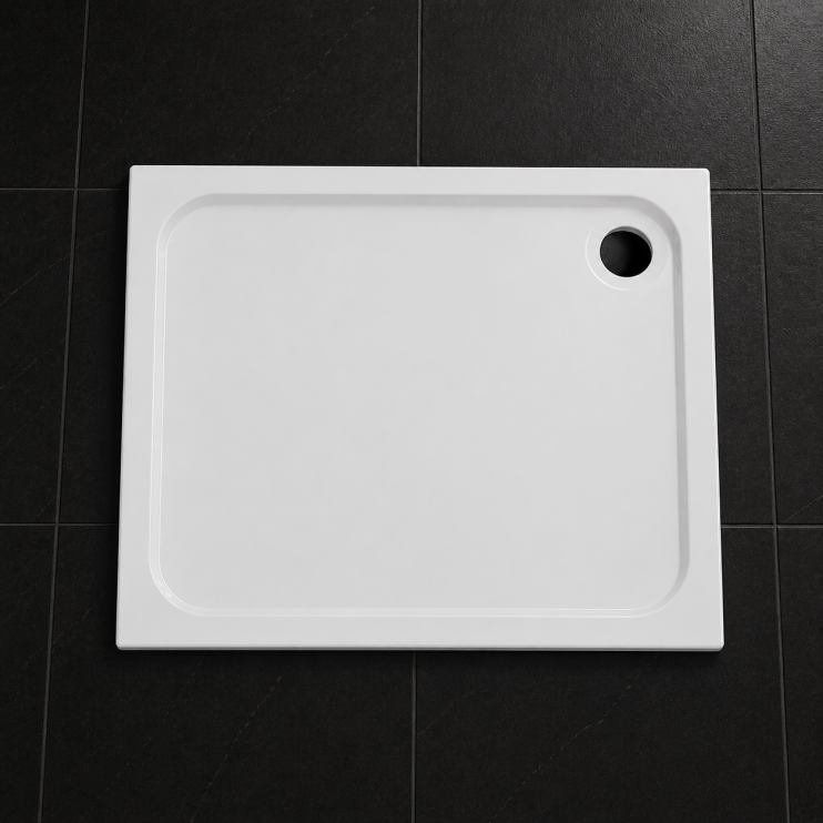 45mm Low Profile 1000x700mm Rectangular Shower Tray & Waste - White