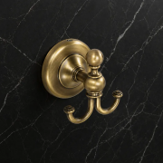 Origins Living Albany Double Hook - Aged Brass ALB-110208-AB Bathroom Wall Fitting
