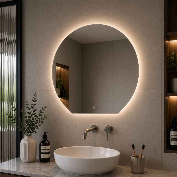 Otsu 800x700mm Round Back-Lit LED Mirror