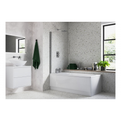 800x1400mm Radius Bath Screen (6mm) - Chrome