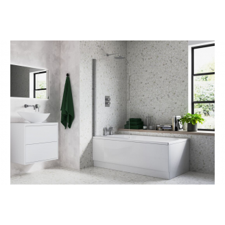 Bath Screen DIBS0126 800x1400mm Radius Bath Screen (6mm) - Chrome