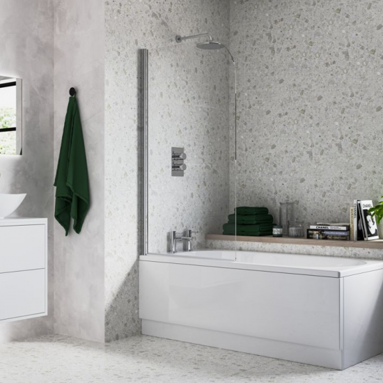 Bath Screen DIBS0126 800x1400mm Radius Bath Screen (6mm) - Chrome