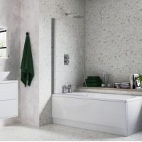 800x1400mm Sail Bath Screen (6mm) - Chrome