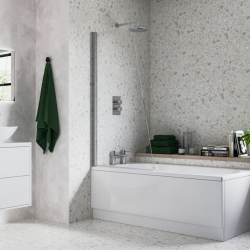 800x1400mm Sail Bath Screen (6mm) - Chrome