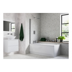 800x1400mm Sail Bath Screen (6mm) - Chrome