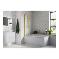 800x1400mm Square Bath Screen (6mm) - Brushed Brass