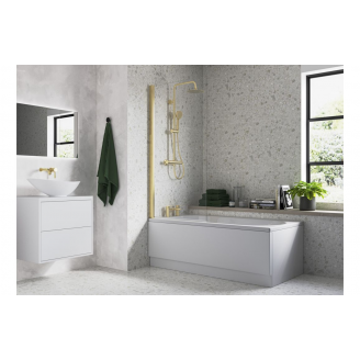 Bath Screen DIBS0124 800x1400mm Square Bath Screen (6mm) - Brushed Brass