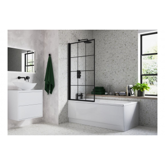 Bath Screen DIBS0130 800x1400mm Square Grid Bath Screen (6mm) - Black Bath Screen DIBS0130 800x1400mm Square Grid Bath Screen (6mm) - Black