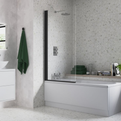 800x1500mm Single Straight Bath Screen (6mm) - Black